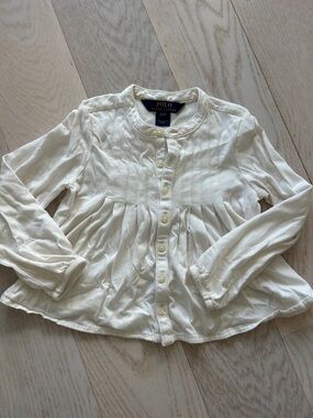 Polo by Ralph Lauren Cream Button-Front Baby Top with Navy Label